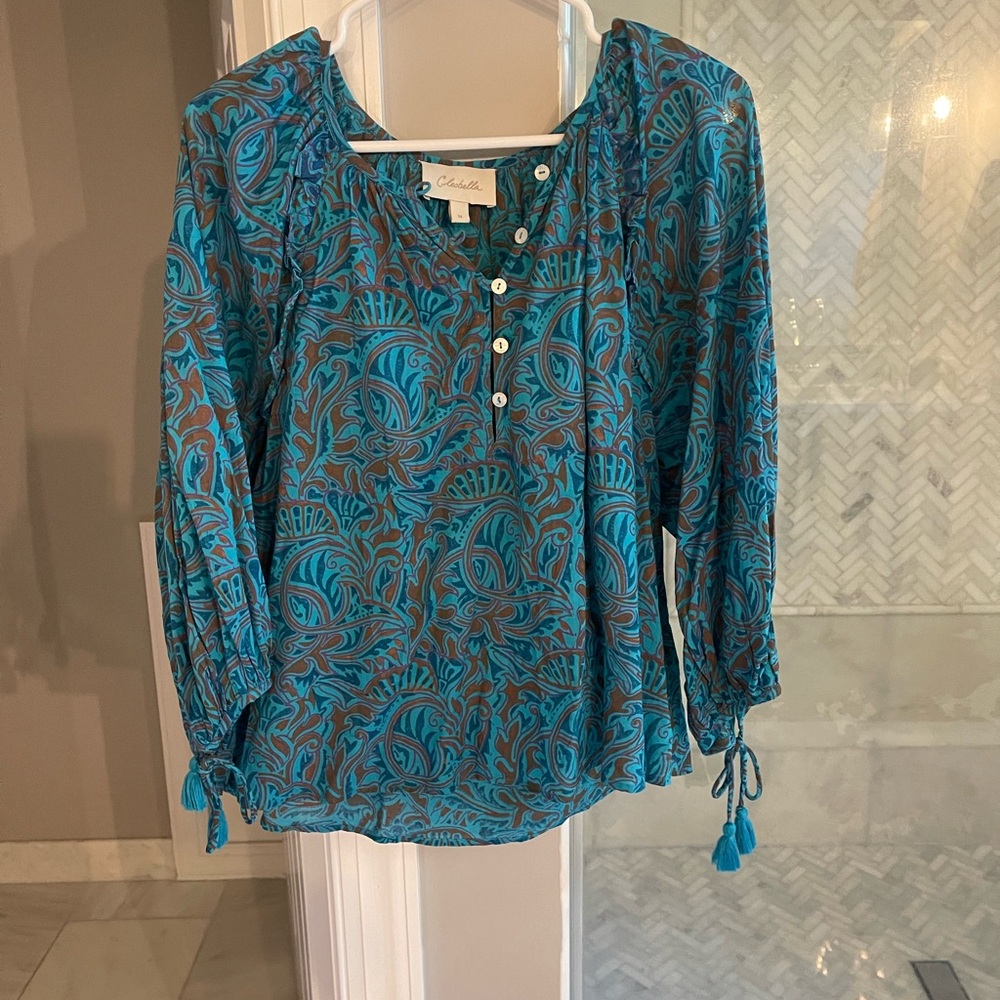 Cleobella cotton blouse with tassels.